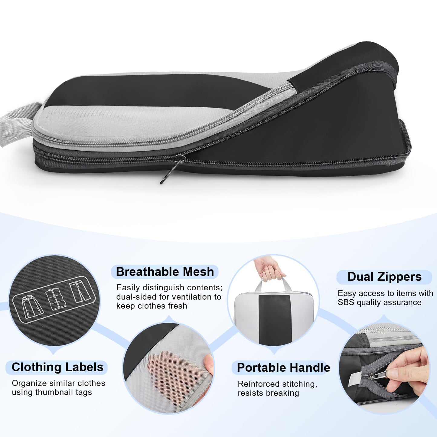 10 Set Compression Packing Cubes for Travel Essentials,Compressible Expandable Packing Cubes for Suitcase,OlarHike Luggage Organizer Bags for Travel,Handy Helper for Organizing Clothes(Black)