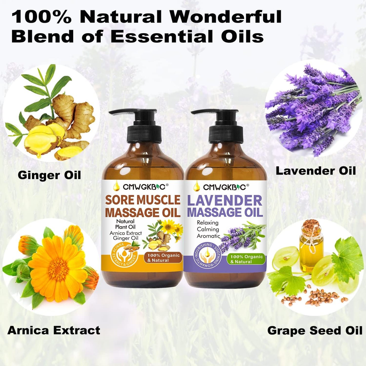 Valentines Day Gifts for Him Her,Gift for Women Men,Massage Oil for Massage Therapy,Lymphatic Drainage-Ginger Oil Sore Muscle Arnica Oil &Lavender Oil Relaxing Massage Oils for Date Night,Massage Ball