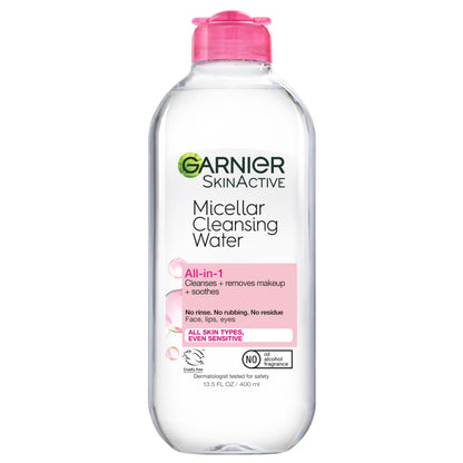Garnier Micellar Water, Hydrating Facial Cleanser & Makeup Remover, Suitable for Sensitive Skin, Vegan, Cruelty Free, 13.5 Fl Oz (400mL), 1 Count