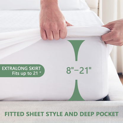 Premium 100% Waterproof Mattress Protector Queen Size, Breathable Bed Cover 3D Air Fabric Cooling Mattress Pad Cover Smooth Soft Noiseless Washable, 8''-21'' Deep Pocket