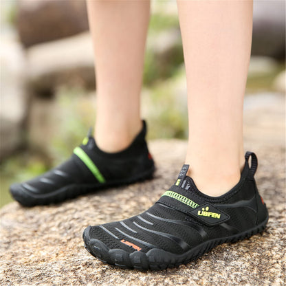 UBFEN Water Shoes for Kids Boys Girls Aqua Socks Barefoot Beach Sports Swim Pool Quick Dry Lightweight Toddler Little Big Kid A Black Green 8 Big Kid