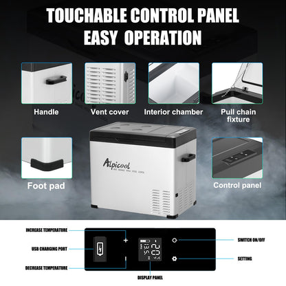 Alpicool C50 Portable Refrigerator 47 Quart(44.4Liter) 12 Volt Car Freezer for Vehicle, Truck, RV, Boat, Mini Fridge Freezer for Travel, Outdoor, Home -12/24V DC and 110-240V AC (Black and Silver)