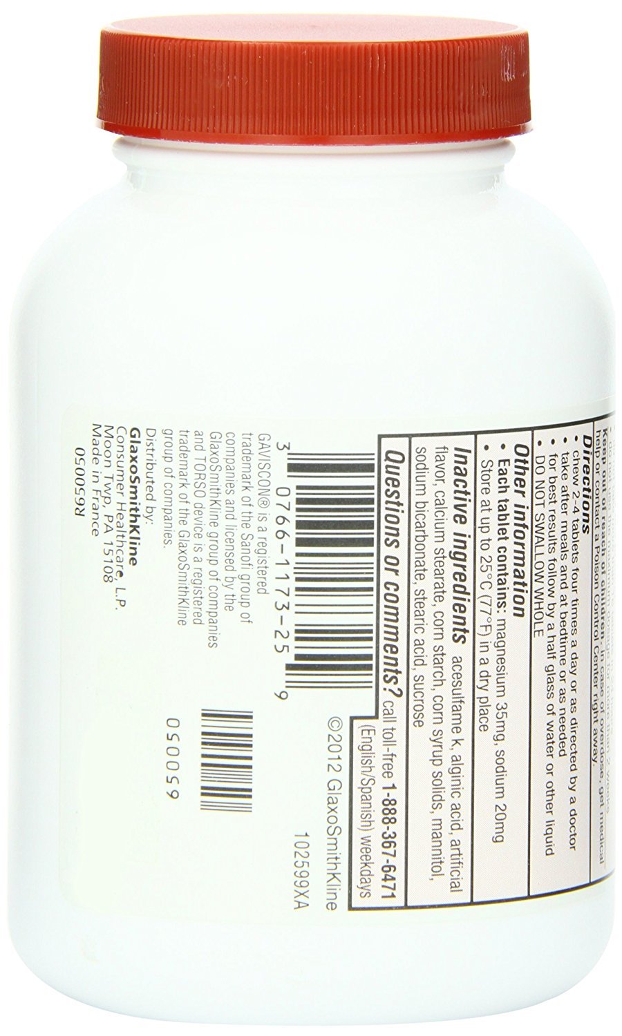 Gaviscon Extra Strength Cherry Chewable Tablet For Fast-Acting Heartburn Relief, 100 Count