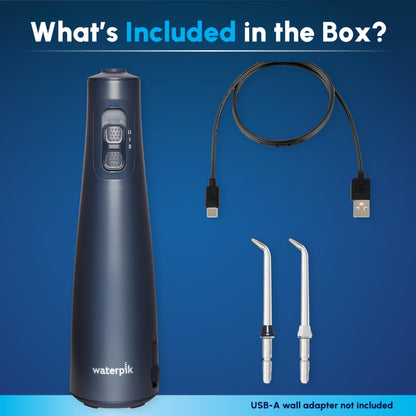 Waterpik Cordless Pulse Rechargeable Portable Water Flosser for Teeth, Gums, Braces Care and Travel with 2 Flossing Tips, Waterproof, ADA Accepted, WF-20 Blue, Packaging May Vary