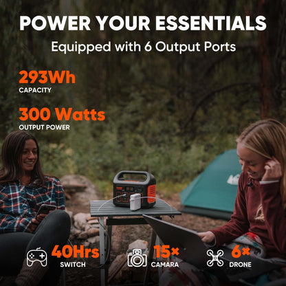 Jackery Portable Power Station Explorer 300, 293Wh Backup Lithium Battery, Solar Generator for Outdoors Camping Travel Hunting Blackout (Solar Panel Optional)