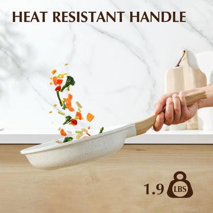 SENSARTE Nonstick Ceramic Frying Pan with Lid 8/9.5/10/11/12.5 Inch Omelet Pan Skillet, PFAS/PTFE/PFOA Free Healthy Non-toxic Chef's Pan Induction Compatible Egg Pan with Heat Resistant Handle