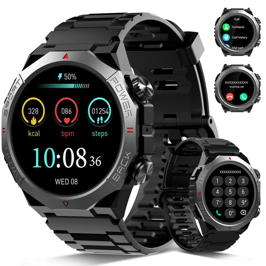 Military Smart Watches for Men (Answer/Make Calls), 1.39" HD Fitness Watches, Heart Rate/Sleep Monitor, 110+ Sports Modes Watch for Men, Waterproof Watch, 30Day, Watches for Android/iPhone, Black