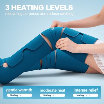 Professional Air Compression Leg Massager with Heat - Ideal Christmas, Mother's Day & Father's Day Gifts for Women, Men, Dad & Mom from Daughter or Son - Pain Relief for Foot, Calf, Knee & Thigh