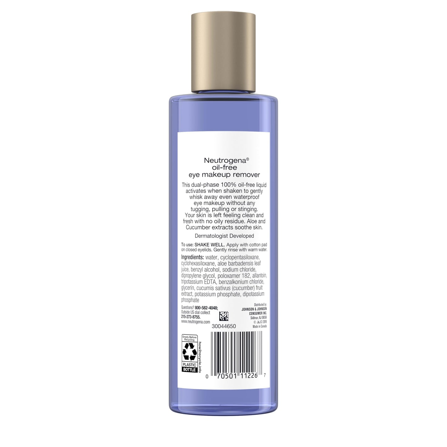 Neutrogena Gentle Oil-Free Eye Makeup Remover & Cleanser for Sensitive Eyes, Dissolves Waterproof Mascara, Non-Greasy Liquid Makeup Remover, Dermatologist & Ophthalmologist Tested, 8 fl. oz