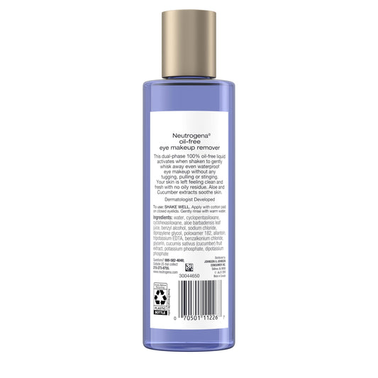 Neutrogena Gentle Oil-Free Eye Makeup Remover & Cleanser for Sensitive Eyes, Dissolves Waterproof Mascara, Non-Greasy Liquid Makeup Remover, Dermatologist & Ophthalmologist Tested, 8 fl. oz