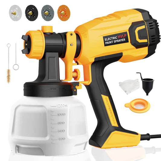 Paint Sprayer, 700W HVLP High Power Electric Spray Paint Gun with 40 Fl Oz Container, Adjustable Spray Width, 4 Nozzles & 3 Patterns, Easy to Clean, for Furniture, House, Fence, Walls, Etc.