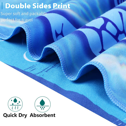 TwoYek Microfiber Thin Beach Towel Lightweight Oversized 71x32 Extra Large Sand Free Towels Quick Dry for Travel Pool Camping Sports Beach Accessories Vacation Essential Gift Turtle