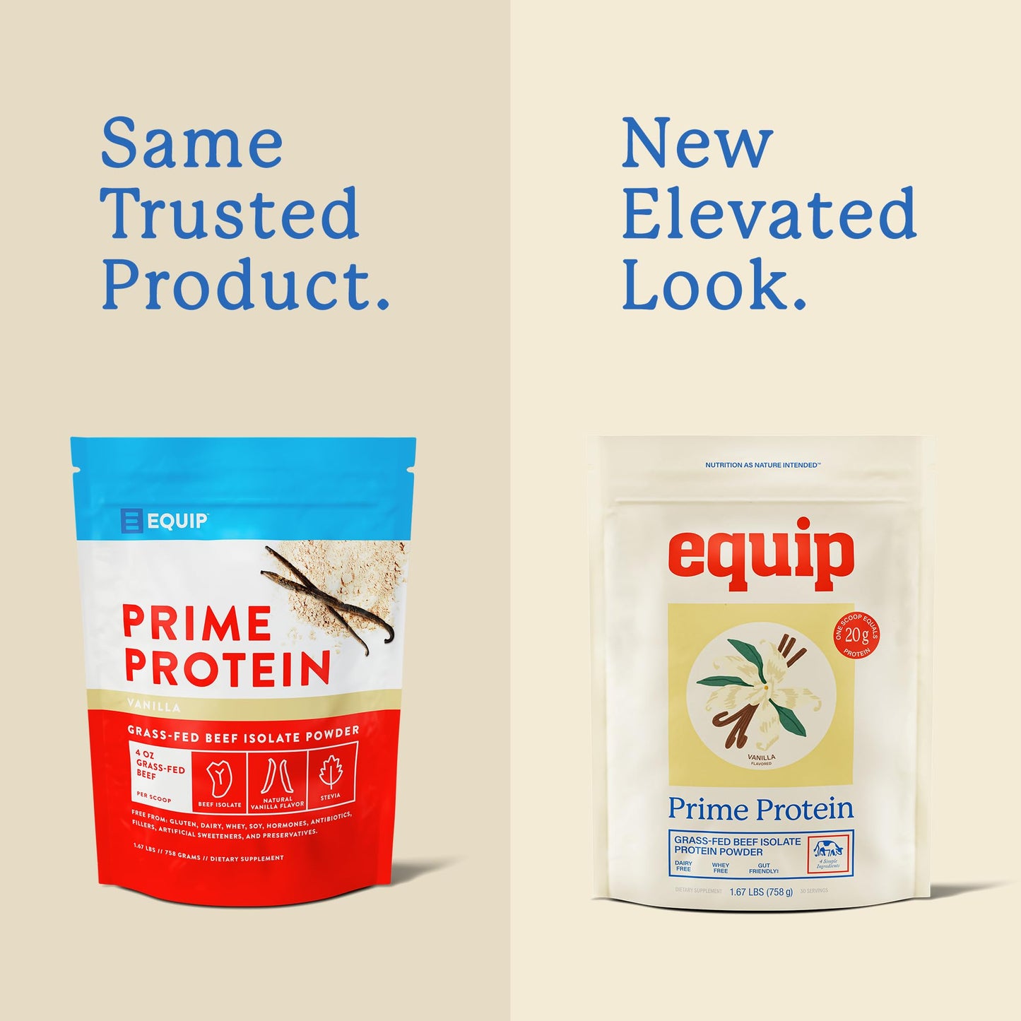 Equip Foods Prime Protein Powder | Clean, Grass Fed Beef Protein Powder | Carnivore Protein Isolate | Paleo, Keto Friendly | Gluten & Dairy Free | Helps Build & Repair Tissue | 30 Servings, Vanilla