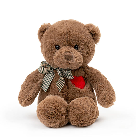 Adorlynetty 11.4” Small Teddy Bear with Heart Cute Brown Teddy Bear Stuffed Animals Soft Stuffed Bear Plush Bear Plushie Toys Gifts for Girlfriend Boyfriend Kid