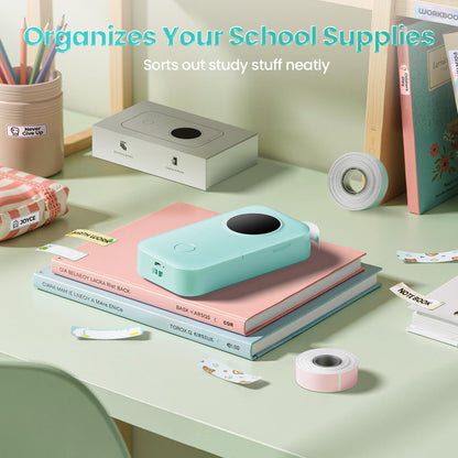 Phomemo Label Maker, D30 Portable Bluetooth Mini Label Printer Machine, Smartphone Handheld Thermal Sticker Small Labeler Multiple Templates Fonts Icon Inkless Custom Label for Home Kids, School Item