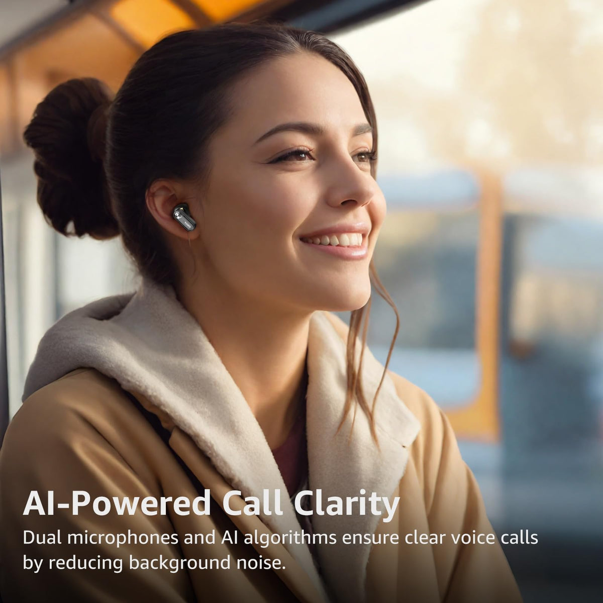 TOZO Crystal Pods Hybrid Active Noise Cancelling Wireless Earbuds, 10mm Drivers Deep Bass, 4 Mics Smart ENC AI Calls, Real-Time AI Translation, 32 EQ via App, Bluetooth 5.4, Crystal Design