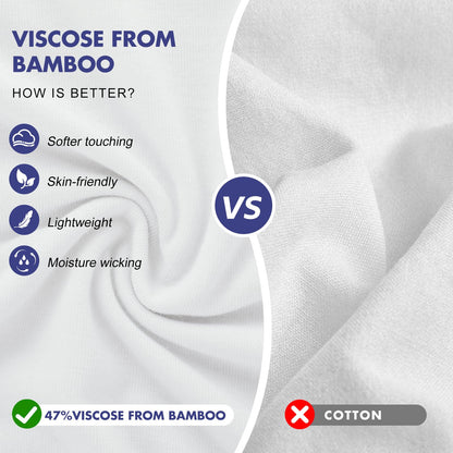 BAMBOO COOL Mens Undershirts Pack, Soft T Shirts for Men, Moisture Wicking Tees, Stretchy Breathable Crew Neck Inner Shirt White