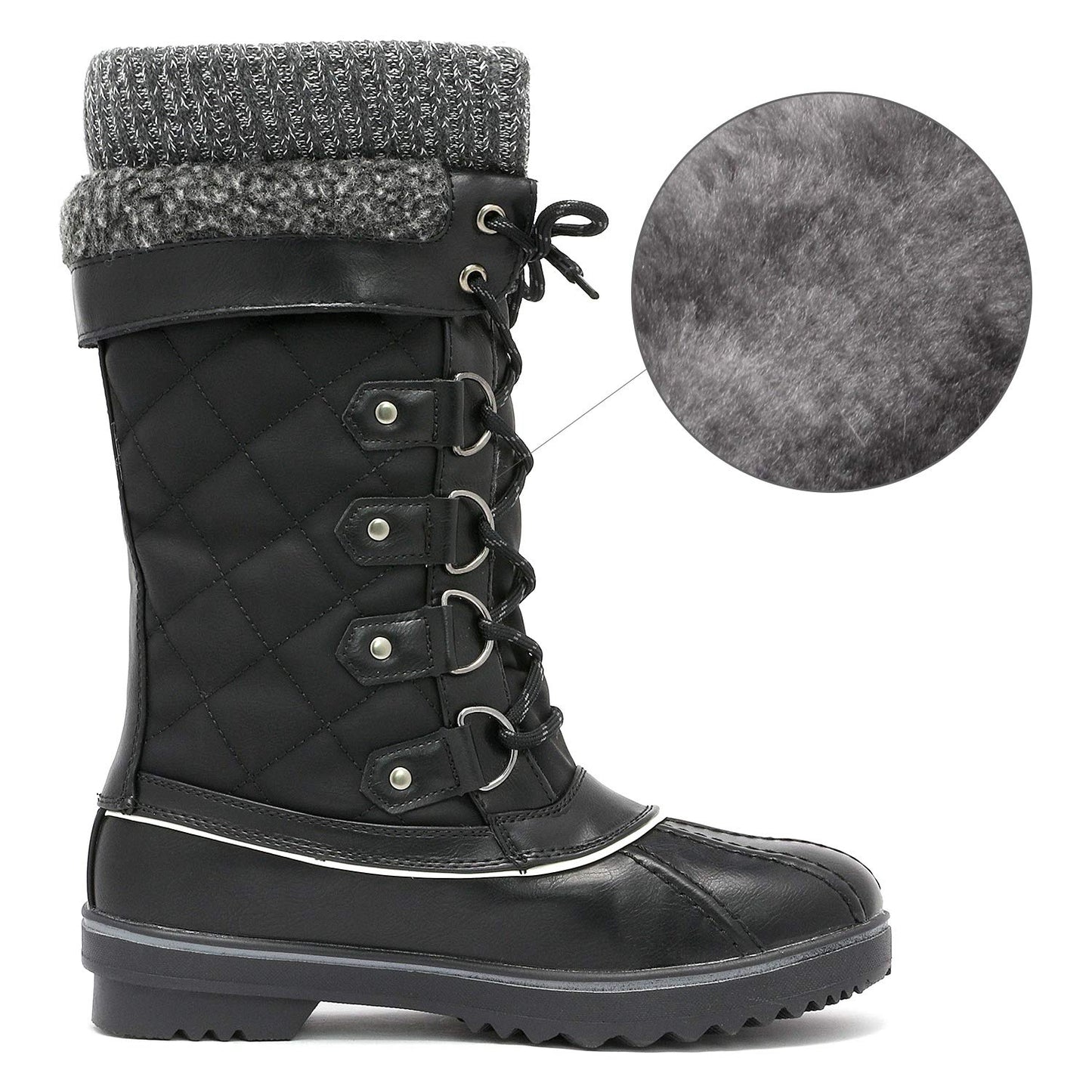 DREAM PAIRS Women's Mid-Calf Waterproof Winter Snow Boots MONTE_02,Size 11,Black,MONTE_02