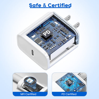 Fast iPhone Charger, iPhone Charger Fast Charging 2Pack Quick Chargers 6ft Long USB C to Lightning Cable Quick Charging Cord USB Charge Block Adapter for iPhone 14 Plus/14 ProMax/13 Mini 12/11/XS/iPad