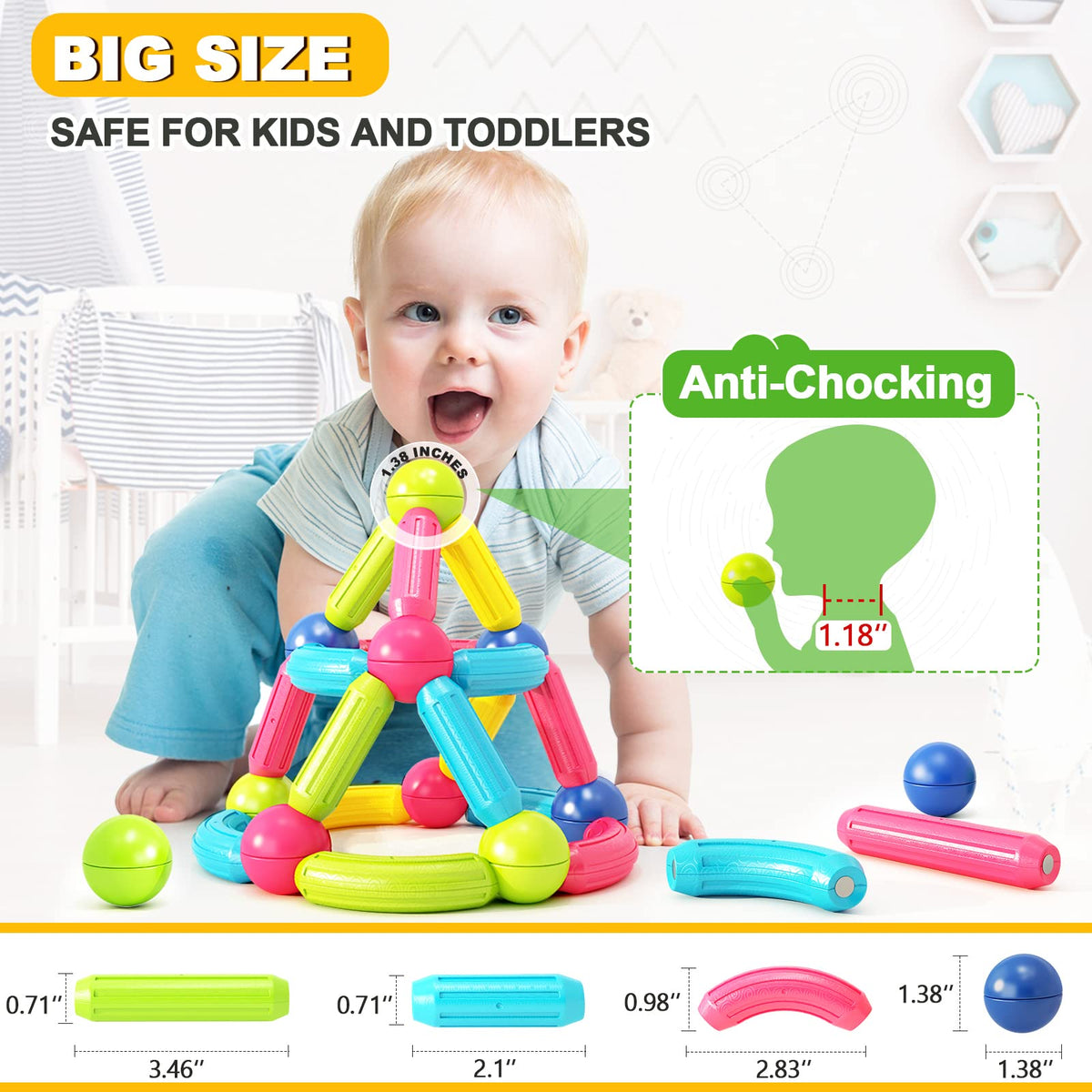 Loovio Magnet Toys for 3 Year Old Boys & Girls, Montessori Toys for Toddlers Kids, Magnetic Blocks Building DIY Learning Educational Toys Gift- Starter Set