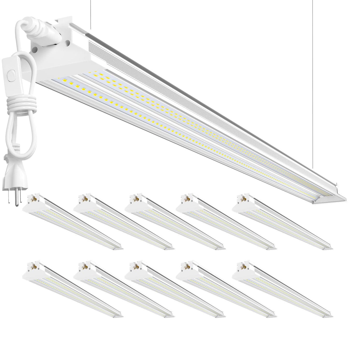 ELEKICO Upgrade Hanging | Surface Mount 4' Led Shop Lights for Workshop 4FT 10pack, Super Bright 10000LM 5000K 60W Linkable 4FT Led Shop Light for Workshop Garage Factory Warehouse Shop Workbench