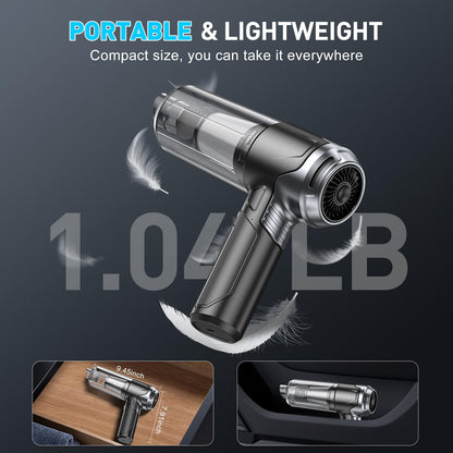 KMM Handheld Car Vacuum Cleaner, 10000PA Vacuum Cleaner & Air Duster, 120W High Power Vacuum Portable Cordless, Hand Held Vacuum Rechargeable with Multi-Nozzles & LED Light for Home, Car, Office