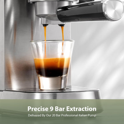 Gevi Commercial Espresso and Coffee Makers, Professional 20 Bar Espresso Maker with Milk Frother, Stainless Steel Expresso Coffee Machines for Home, Compact Cappuccino Machine, Great Gift