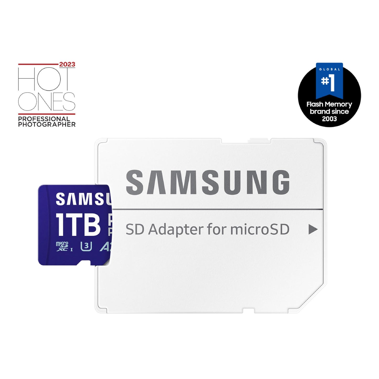 Samsung PRO Plus microSD Memory Card + Adapter, 1TB MicroSDXC, Up to 180 MB/s, Full HD & 4K UHD, UHS-I, C10, U3, V30, A2 for Android Phones, Tablets, GoPRO, DJI Drone, MB-MD1T0SA/AM, 2024
