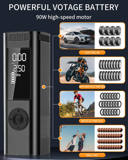 Tire Inflator Portable Air Compressor - 150PSI 4x Faster Portable Tire Inflator for Car - Air Pump For Car Tires with Digital Pressure - Auto Shut-off Smart Air Pump Suitable SUV, Bike Moto and More