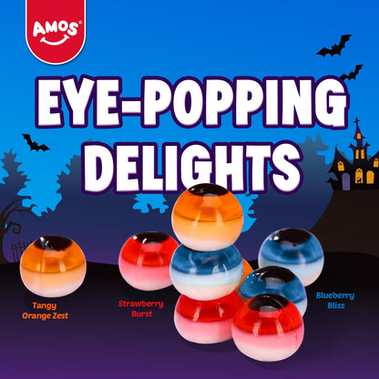 Amos Gummy Eyeball Halloween Candy Eye Candy Treats for Kids & Parties, 3D Gummy Eyeballs, Individually Wrapped,Sharing, 9oz Bag