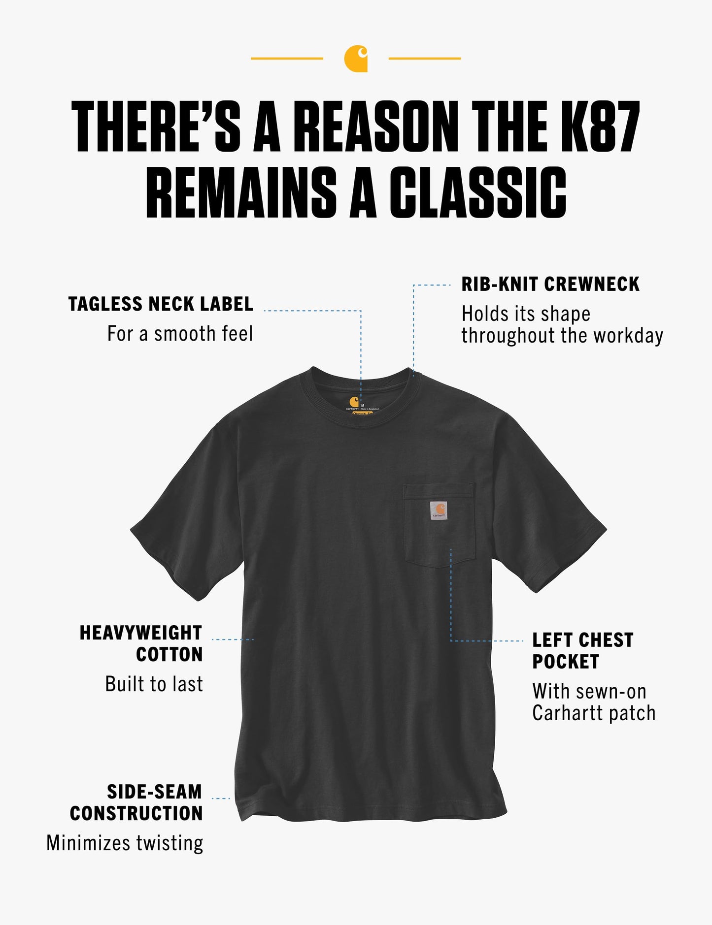 Carhartt Men's Loose Fit Heavyweight Short-Sleeve Pocket T-Shirt (Also Available in Big & Tall), Black, Large