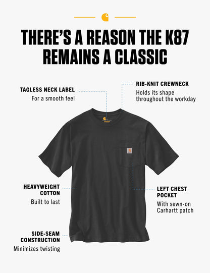 Carhartt Men's Loose Fit Heavyweight Short-Sleeve Pocket T-Shirt (Also Available in Big & Tall), Black, Large