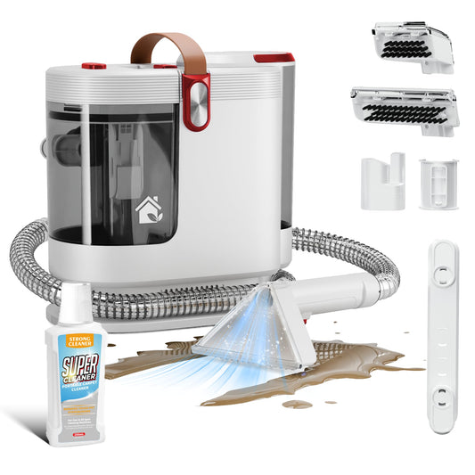 WURESE Portable Upholstery and Carpet Cleaner Machine, 15Kpa Spot Cleaner Deep Cleans Pet Stains, Couch Cleaner with 3 Tools and Self-Cleaning System for Area Rugs, Furniture, Stair, Car, Red