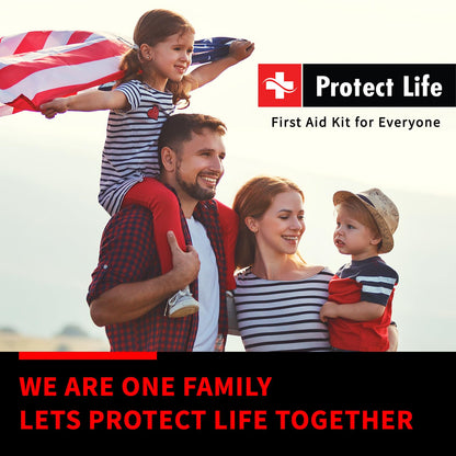 Protect Life Survival First Aid Kit for Home/Business, Camping Survival Kits | Mini Travel First Aid Kit | Camping Equipment | Small Kits for Car | Outdoor Emergency Survivals Pack - 200pcs