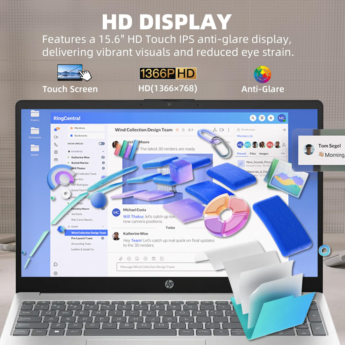 HP 15.6-inch Touchscreen Laptop Computer - w/MS Office 2024 Lifetime, Free CD/DVD Drive • Intel 6-core i3-1215U • 32 GB RAM, 1 TB SSD • Wi-Fi 6E • Windows 11 Pro, Long Battery Life