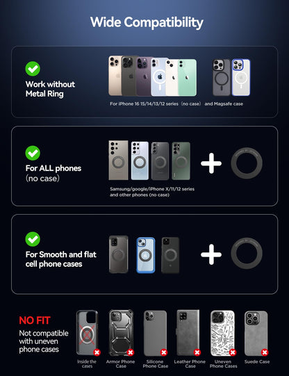 JOYROOM Magsafe Car Mount, Car Mount for iPhone with Strong Magnet, 360° Metal Strut Vacuum Suction Cup Phone Mount for iPhone 17 Air Pro Max/16 15 14 13 12 Series& Android Magsafe Case, Dark Blue