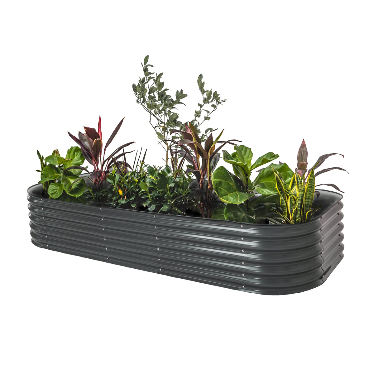 Vego garden Raised Garden Bed Kit, 17" Tall 10 in 1 Modular Raised Garden Beds Kit, Metal Planter Box for Vegetables, Flowers, Herbs, Modern Gray