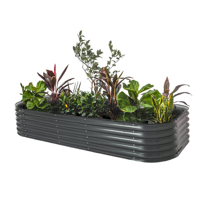 Vego garden Raised Garden Bed Kit, 17" Tall 10 in 1 Modular Raised Garden Beds Kit, Metal Planter Box for Vegetables, Flowers, Herbs, Modern Gray
