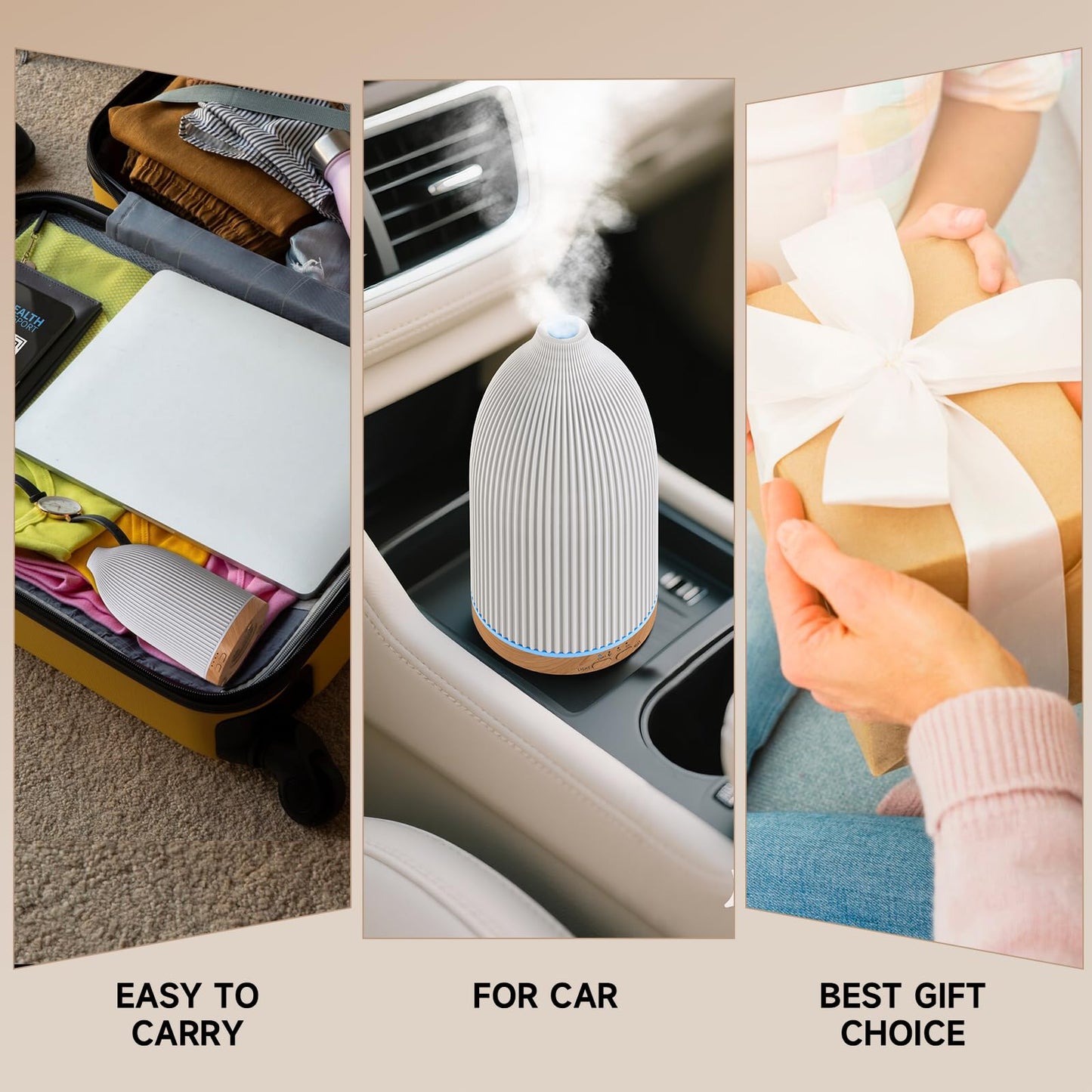 URPOWER Essential Oil Diffusers for Home with 7 LED Color Changing Lights, Timer & Auto-Off Ultrasonic Aromatherapy Diffuser Cool Mist Humidifer Scent Diffuser for Bedroom, Office, Yoga