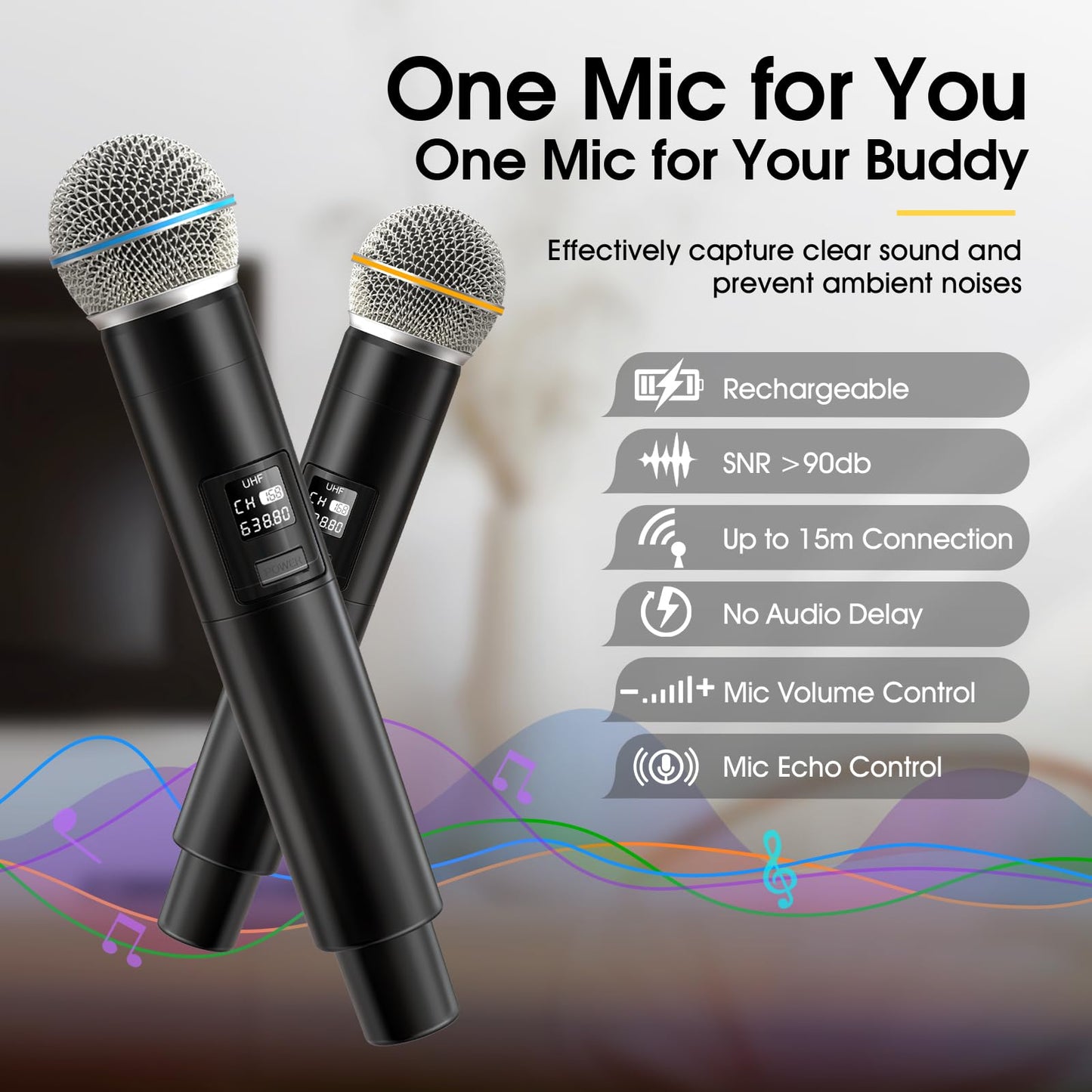 Karaoke Machine, Retro-Design Speaker with 2 Wireless Microphones for Adults & Kids, Portable Karaoke System for Home Party, Bluetooth/AUX/USB/TF Support, Gifts for Women & Girls