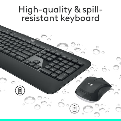 Logitech MK540 Advanced Wireless Keyboard and Mouse Combo for Windows, 2.4 GHz Unifying USB-Receiver, Multimedia Hotkeys, 3-Year Battery Life, for PC, Laptop