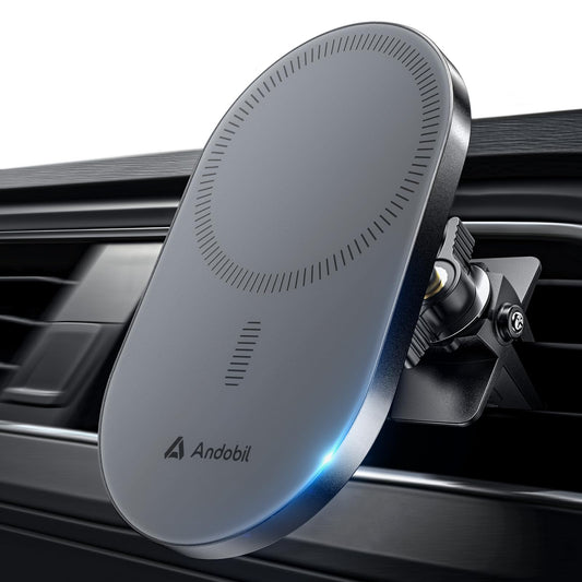 andobil 2025 Upgraded for Magsafe Car Mount [Biggest Panel, Big Phone Friendly] 360° Rotation Magnetic Phone Holder for Car Vent Suitable for iPhone 16/15/14 Pro Max Samsung S25/S24 (Grey)