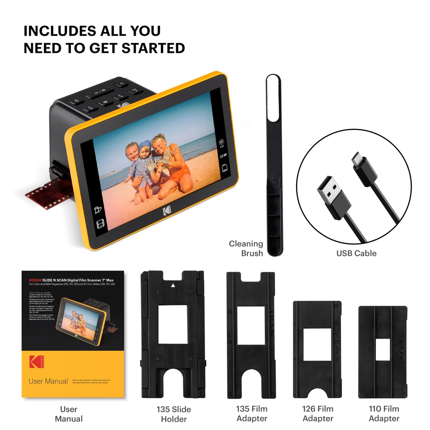 Kodak Slide N Scan Max Digital Film Slide Scanner, Black/Yellow (RODFS70)