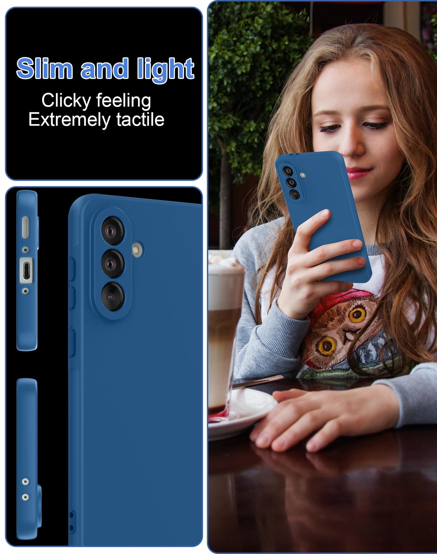 Foluu Silicone Case for Samsung Galaxy A56 5G, Liquid Gel Rubber Bumper Case with Soft Microfiber Lining Cushion Slim Hard Shell Shockproof Protective Cover for Samsung Galaxy A56 5G 2025 (Blue)