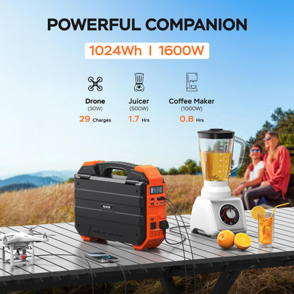 BLAVOR 1600W Solar Generator, 1024Wh Power Station with Built-In 40W Panel
