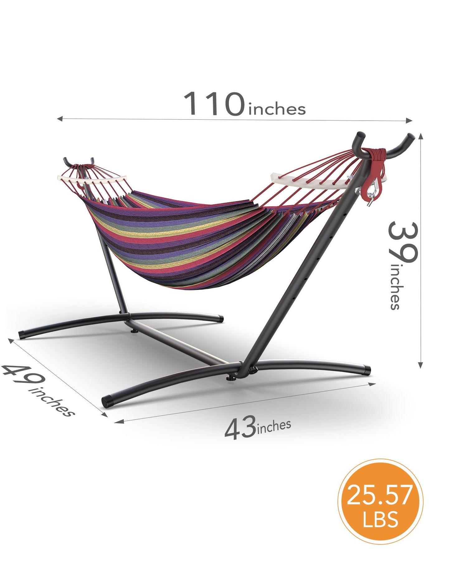 EveryFun Double Hammock with Heavy-Duty Steel Stand,Portable,Easy Assembly,600lbs Weight Capacity,Perfect for Indoor,Yard,Camping,or Outdoor-Rainbow