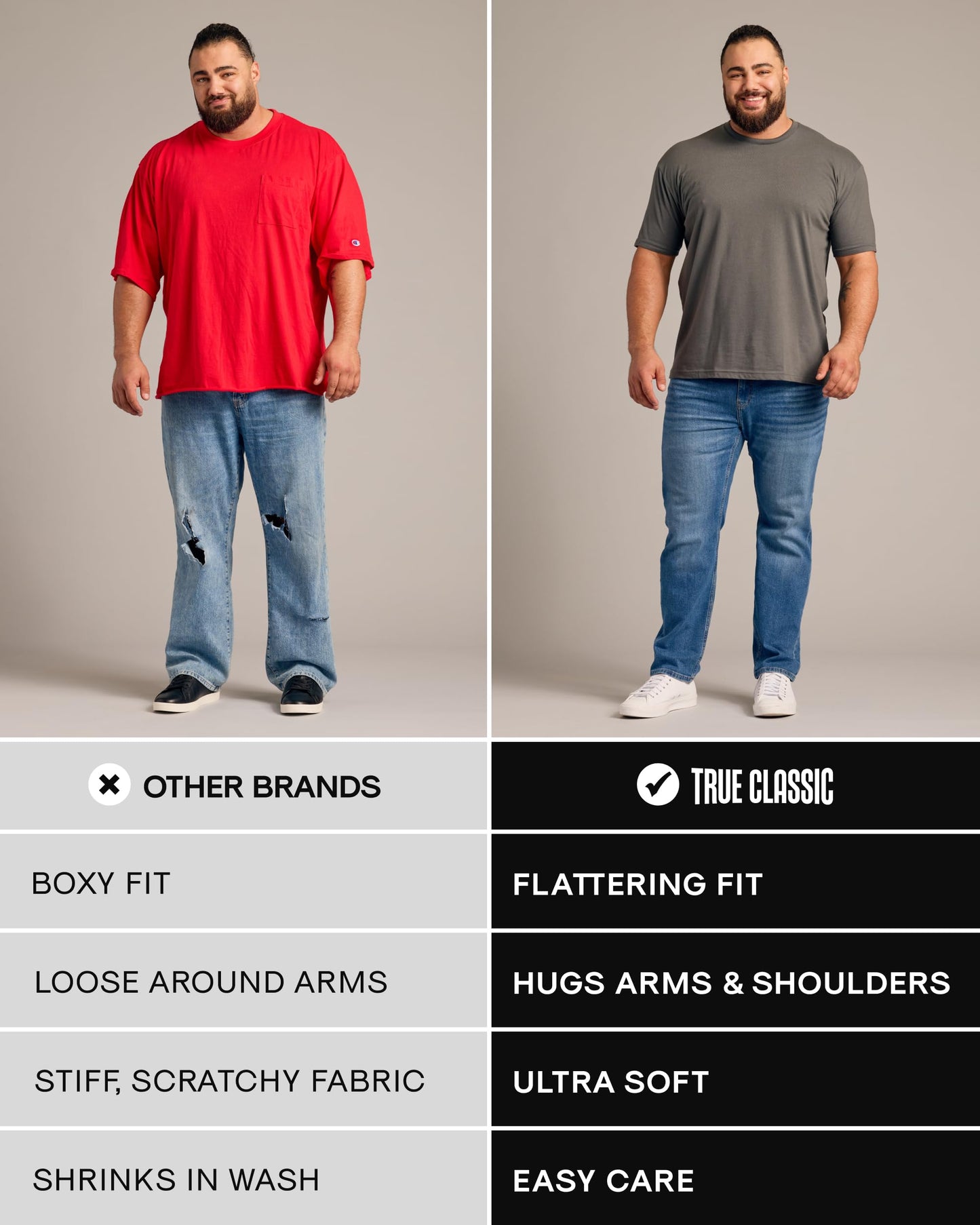 True Classic Mens T-Shirts - Short Sleeve Crew Neck Plain Novelty T Shirt for Men, Pack of 6, Variety, XL