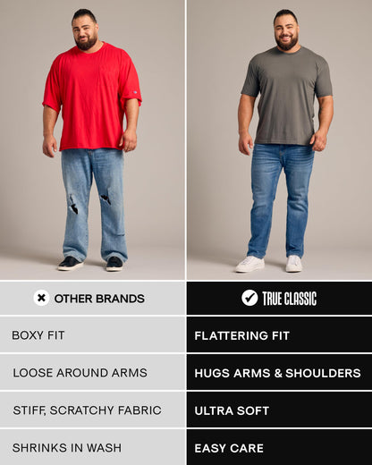 True Classic Mens T-Shirts - Short Sleeve Crew Neck Plain Novelty T Shirt for Men, Pack of 6, Variety, XL