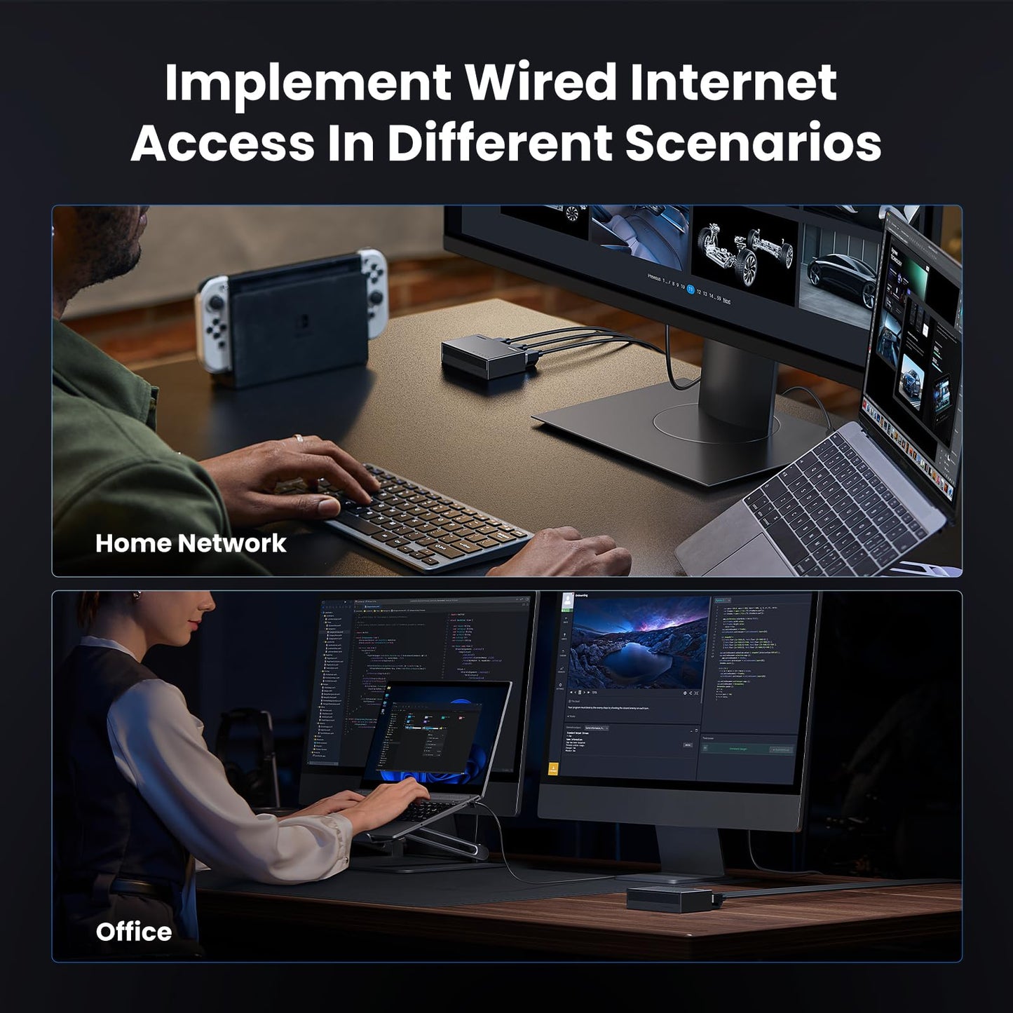 UGREEN Ethernet Switch, 5 Port Gigabit Ethernet Splitter, Plug & Play, Wall Mount & Desktop Network Switch Hub, Unmanaged, Compact, with LED, Fanless Quiet, for Internet Cable, Laptop, Router, NAS