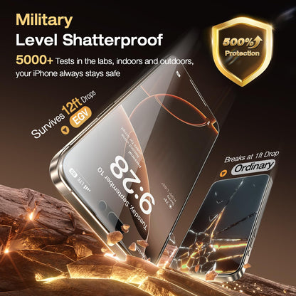 EGV Compatible for iPhone 17 Pro Max/16 Pro Max Privacy Screen Protector [9H+ Military Grade Shatterproof & 100% Anti Spy], Privacy Screen iPhone 17 Pro Max/16 Pro Max Full Coverage Tempered Glass